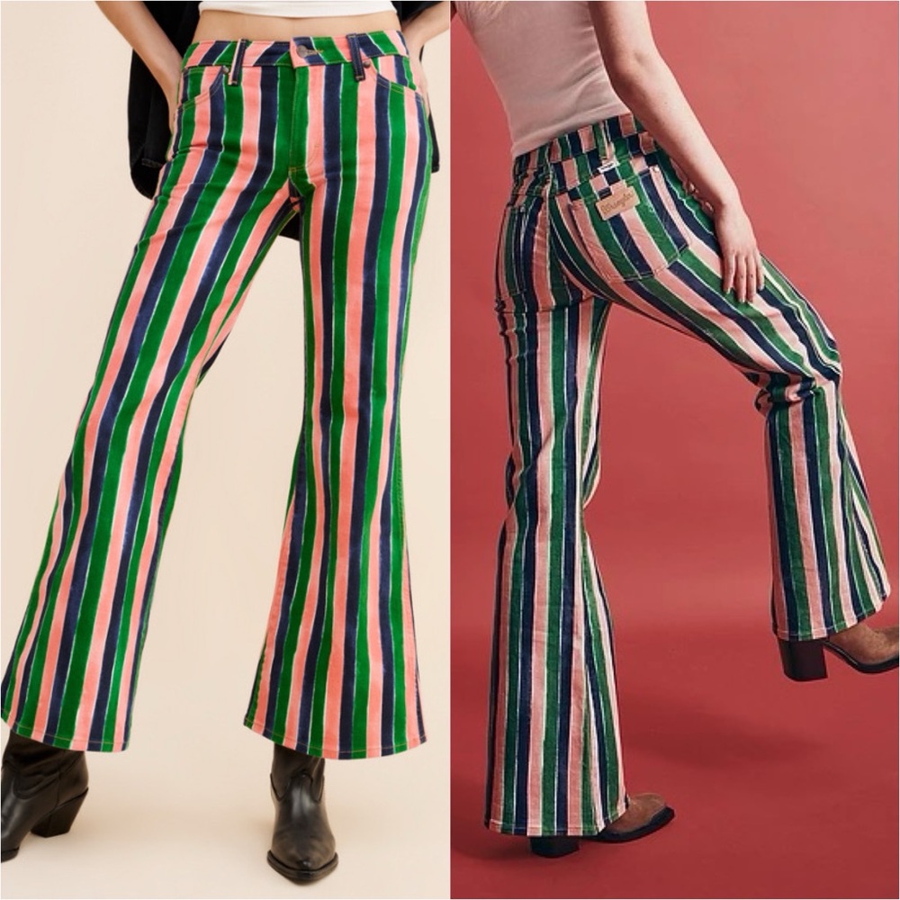 Wrangler Wanderer Mid Rise Bell Bottoms in sandía stripe size 24